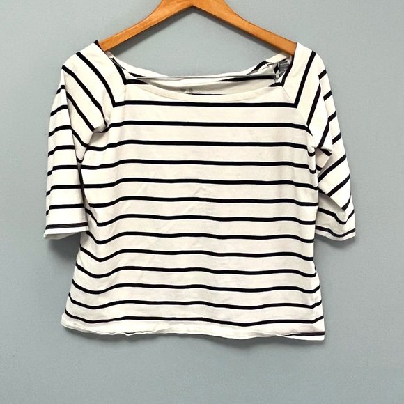 GAP Tops - GAP 3/4 Sleeve Off shoulder Navy Stripe Top Size XL